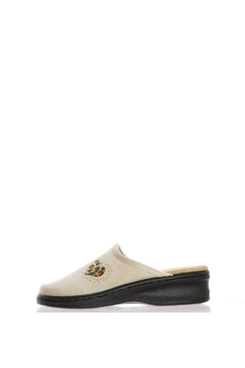 Pntofola beige e nero in panno morbido Cinzia Soft - 3