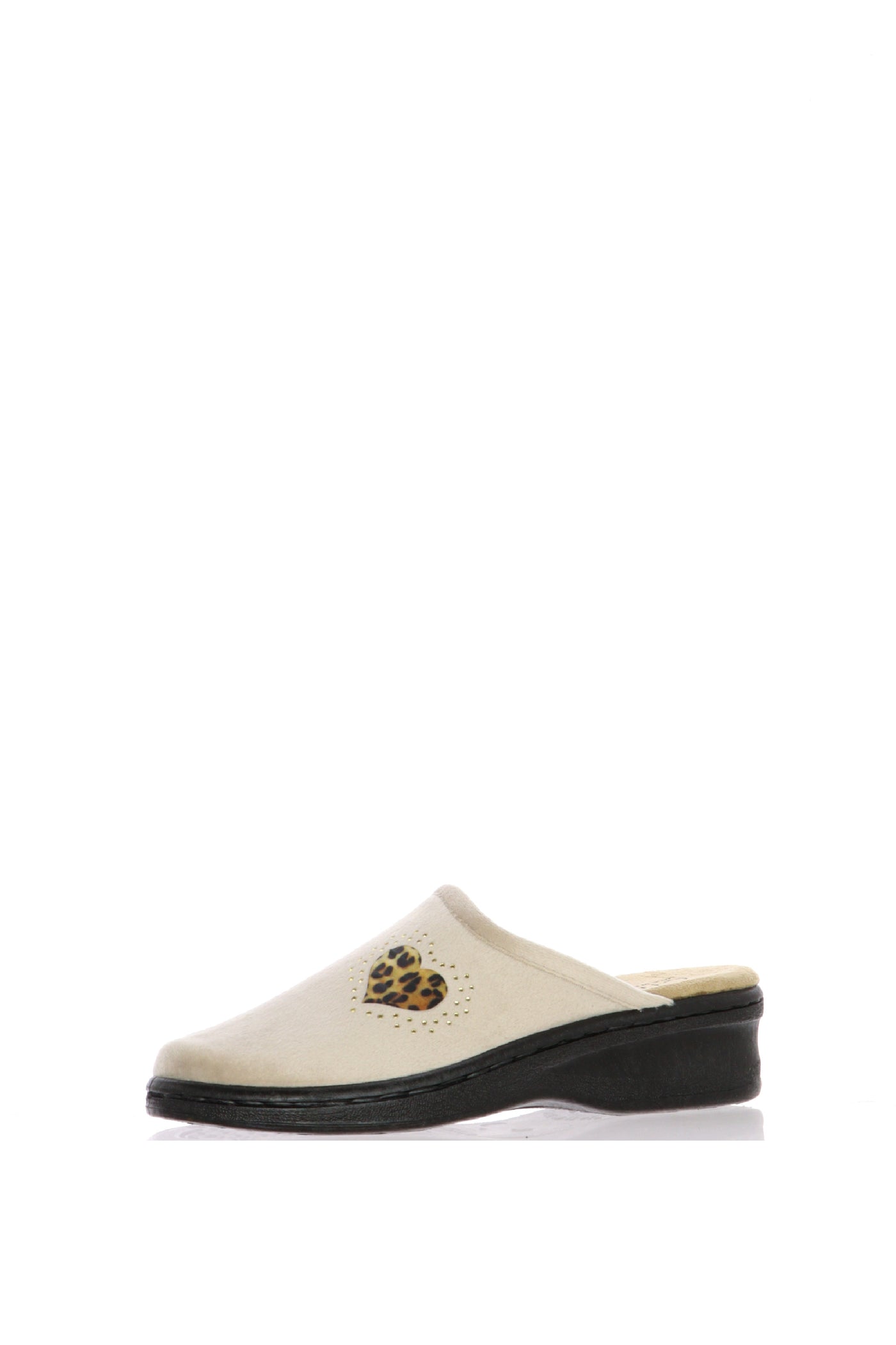 Pntofola beige e nero in panno morbido Cinzia Soft