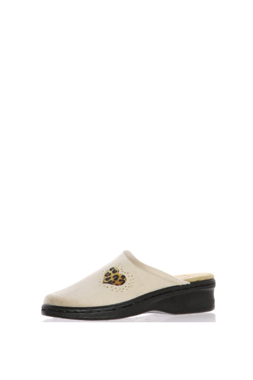 Pntofola beige e nero in panno morbido Cinzia Soft - 1