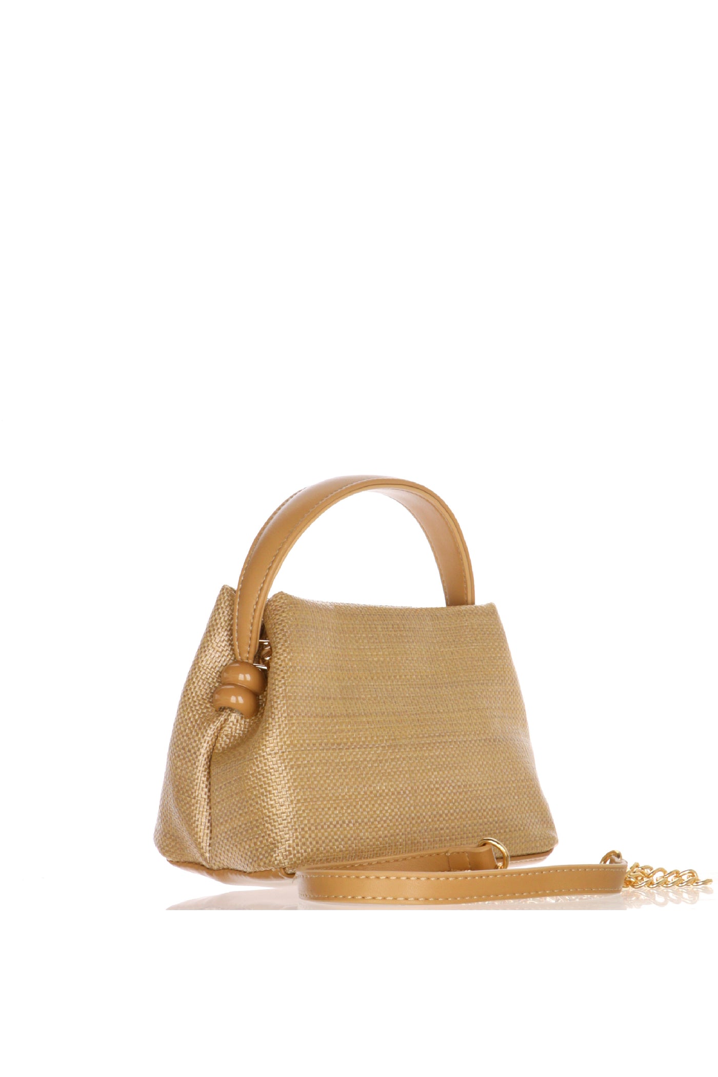 Pochette casual cuoio effetto raffia