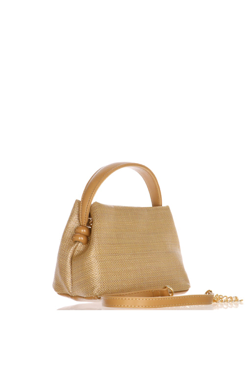 Pochette casual cuoio effetto raffia - 1