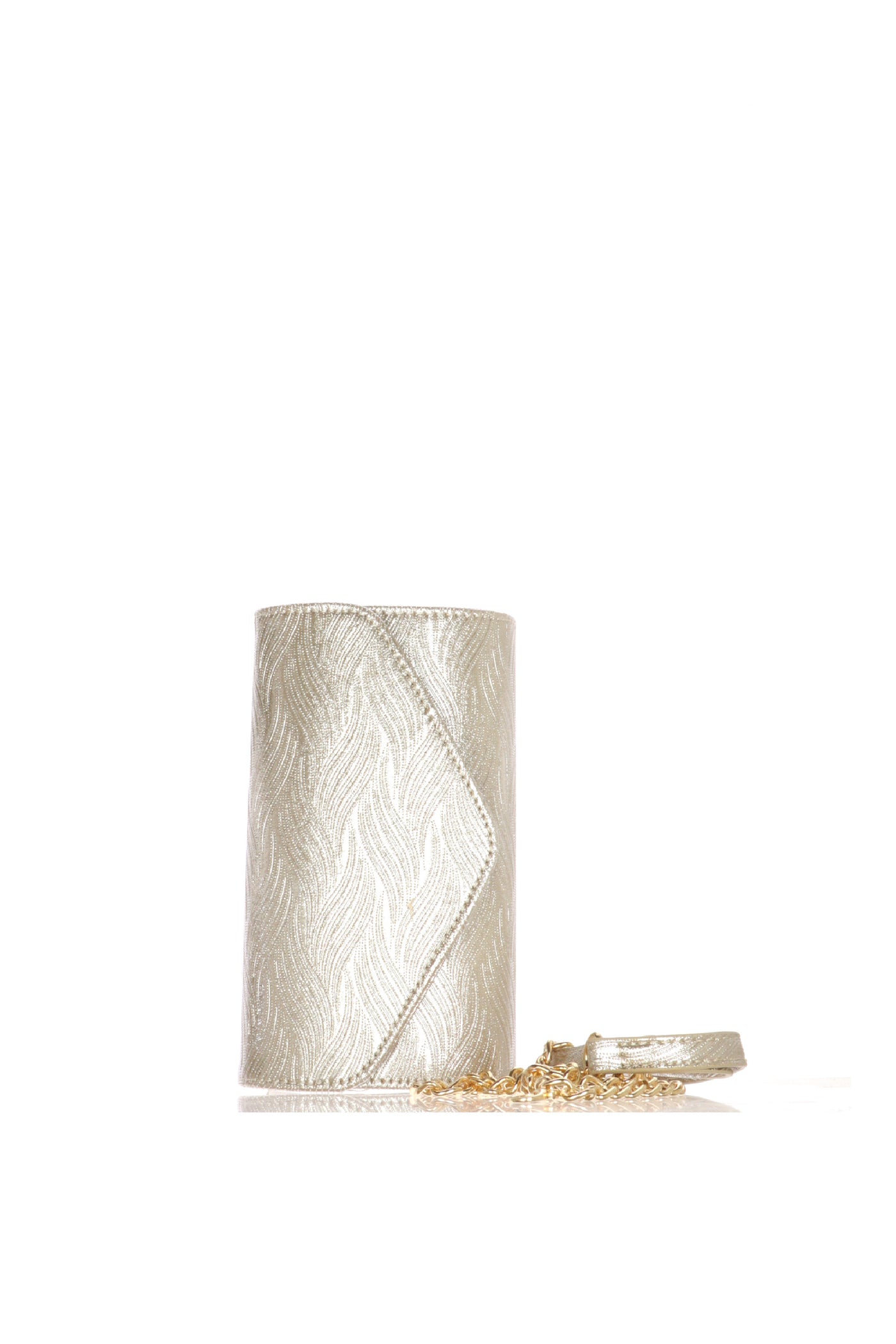 Pochette cerimonia in pelle laminata effetto onde in rilievo