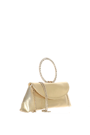 Pochette cerimonia in tessuto laminato platino e argento - 4