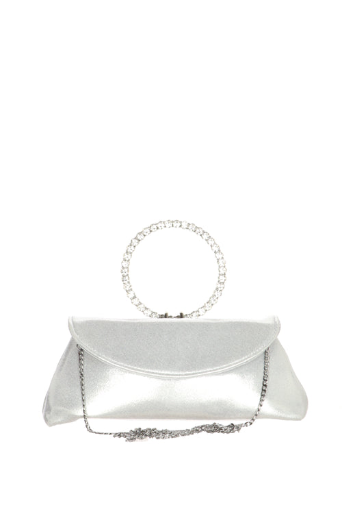 Pochette cerimonia in tessuto laminato platino e argento - 1