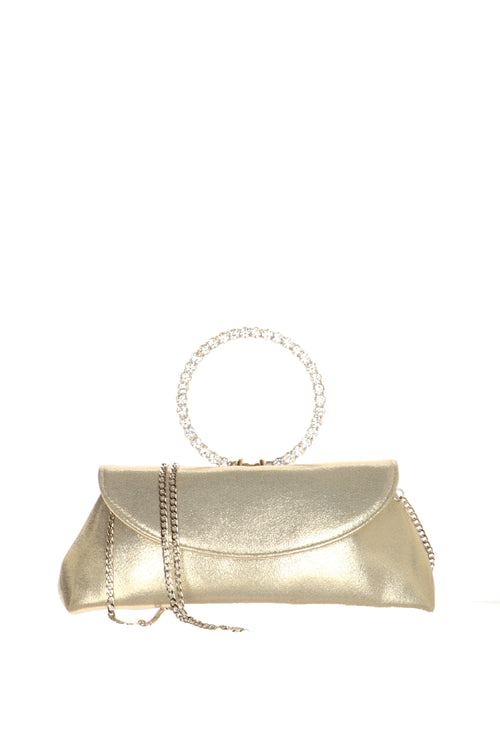 Pochette cerimonia in tessuto laminato platino e argento - 2