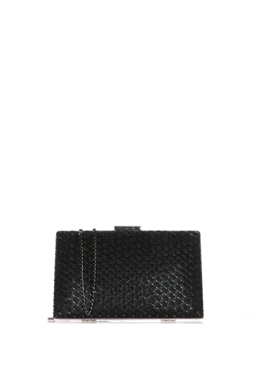 Pochette cerimonia nera e argento con microstrass - 2