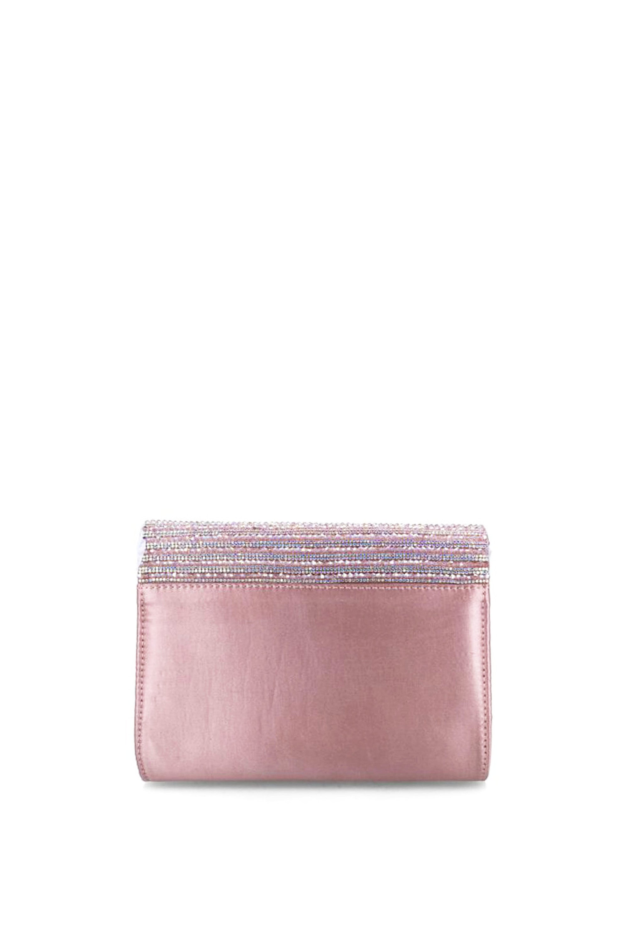 Pochette gioiello in raso nero e rosa Menbur