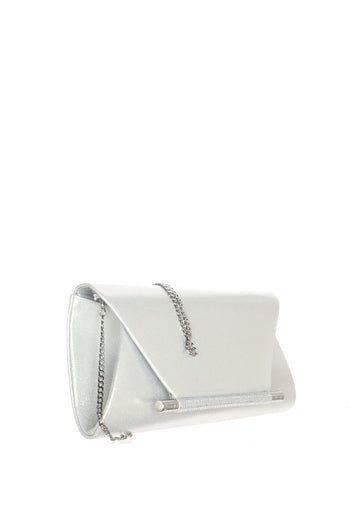 Pochette rigida in tessuto laminato platino e argento dettaglio luminoso - 3