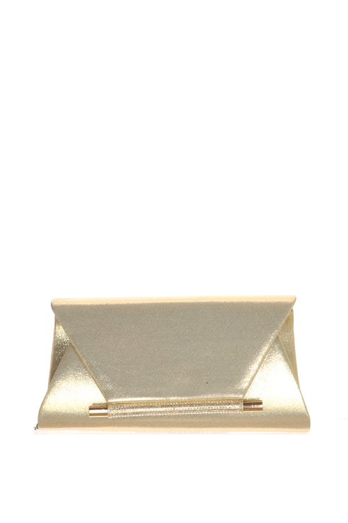 Pochette rigida in tessuto laminato platino e argento dettaglio luminoso - 2