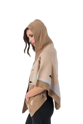 Poncho stampato con cappuccio Voyage - 4