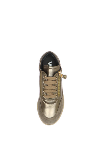 Sneakers in pelle e camoscio tortora con lacci e cerniera Melluso - 4