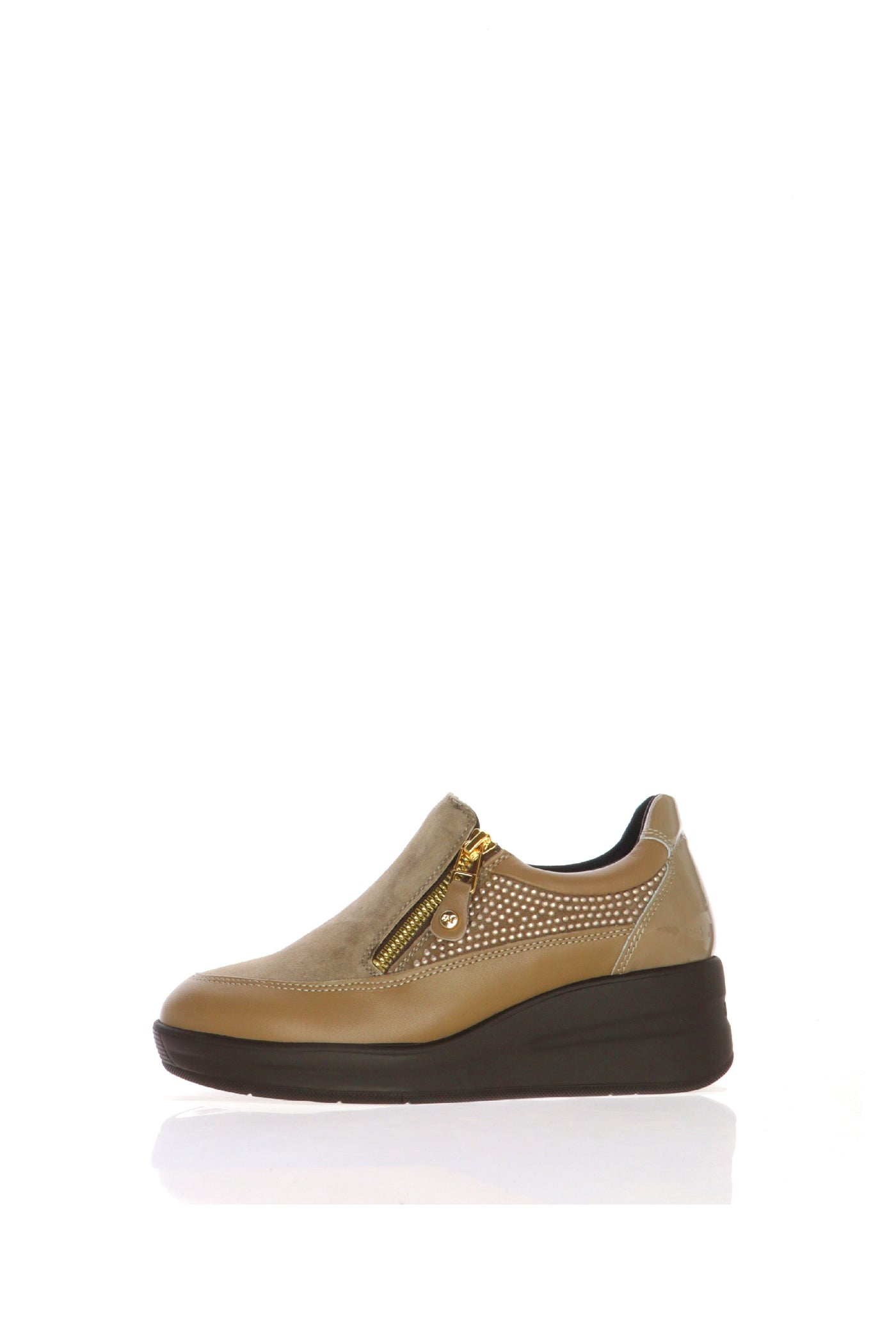 Mocassino in pelle e camoscio con cerniera Melluso Walk