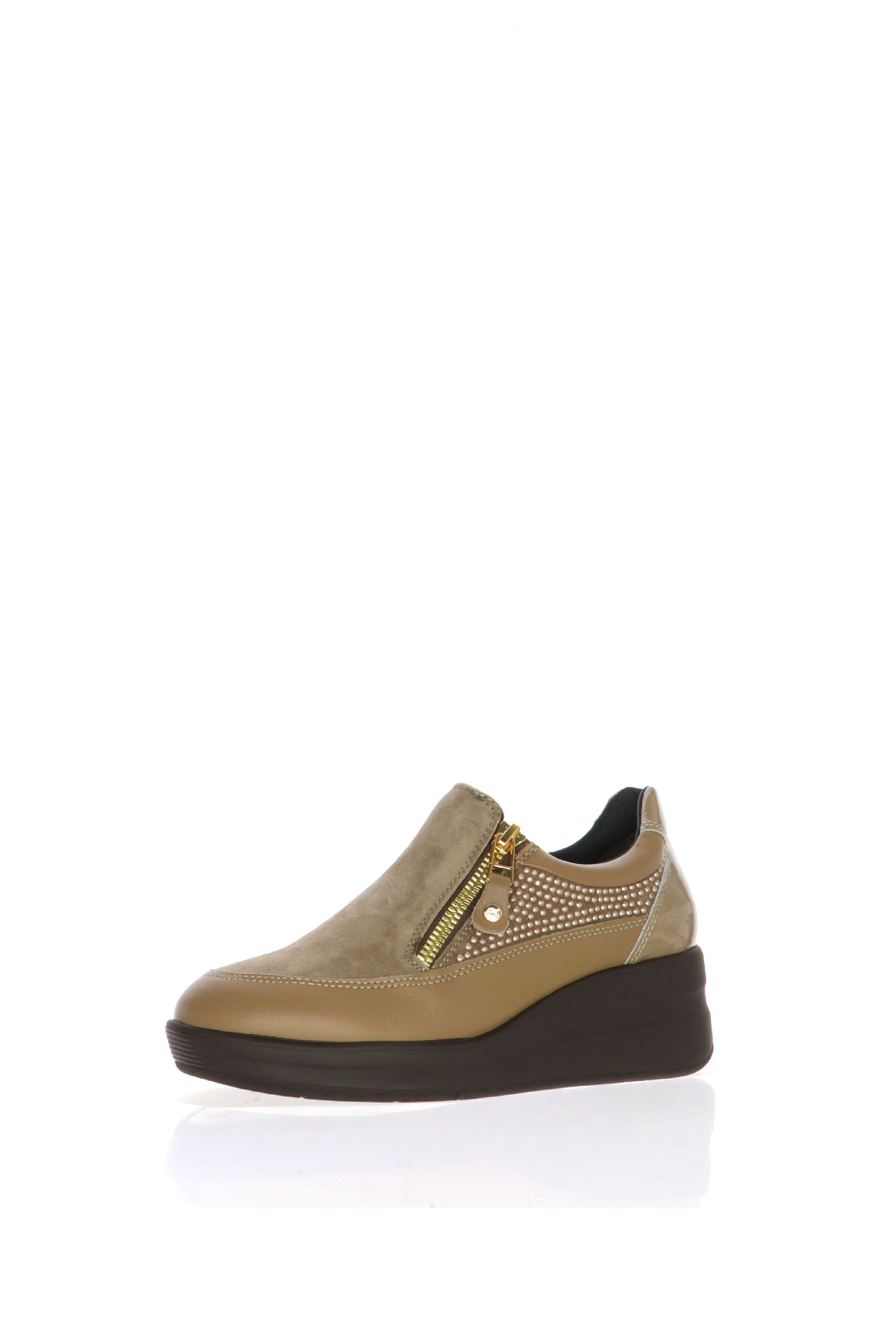 Mocassino in pelle e camoscio con cerniera Melluso Walk 2