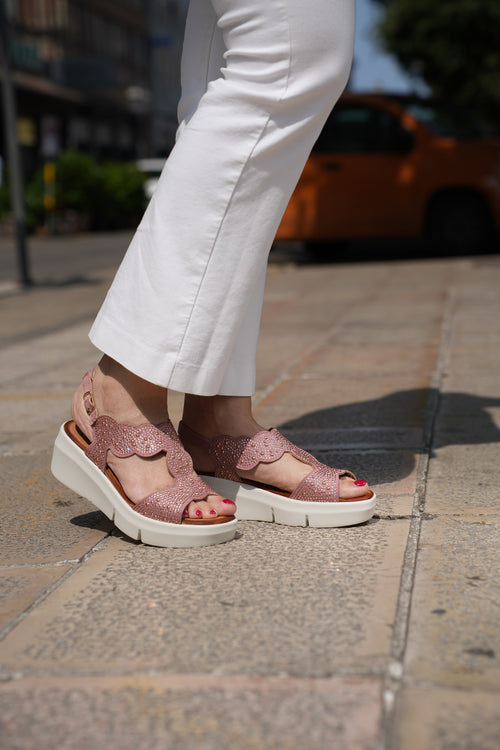 Sandalo rosa con strass Melluso - 2