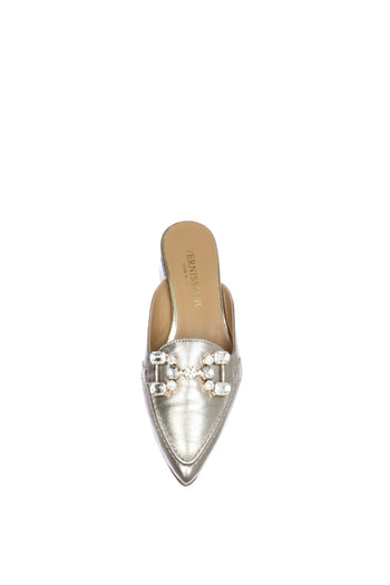 Sabot in pelle laminata oro con gioiello Soffice Sogno - 5