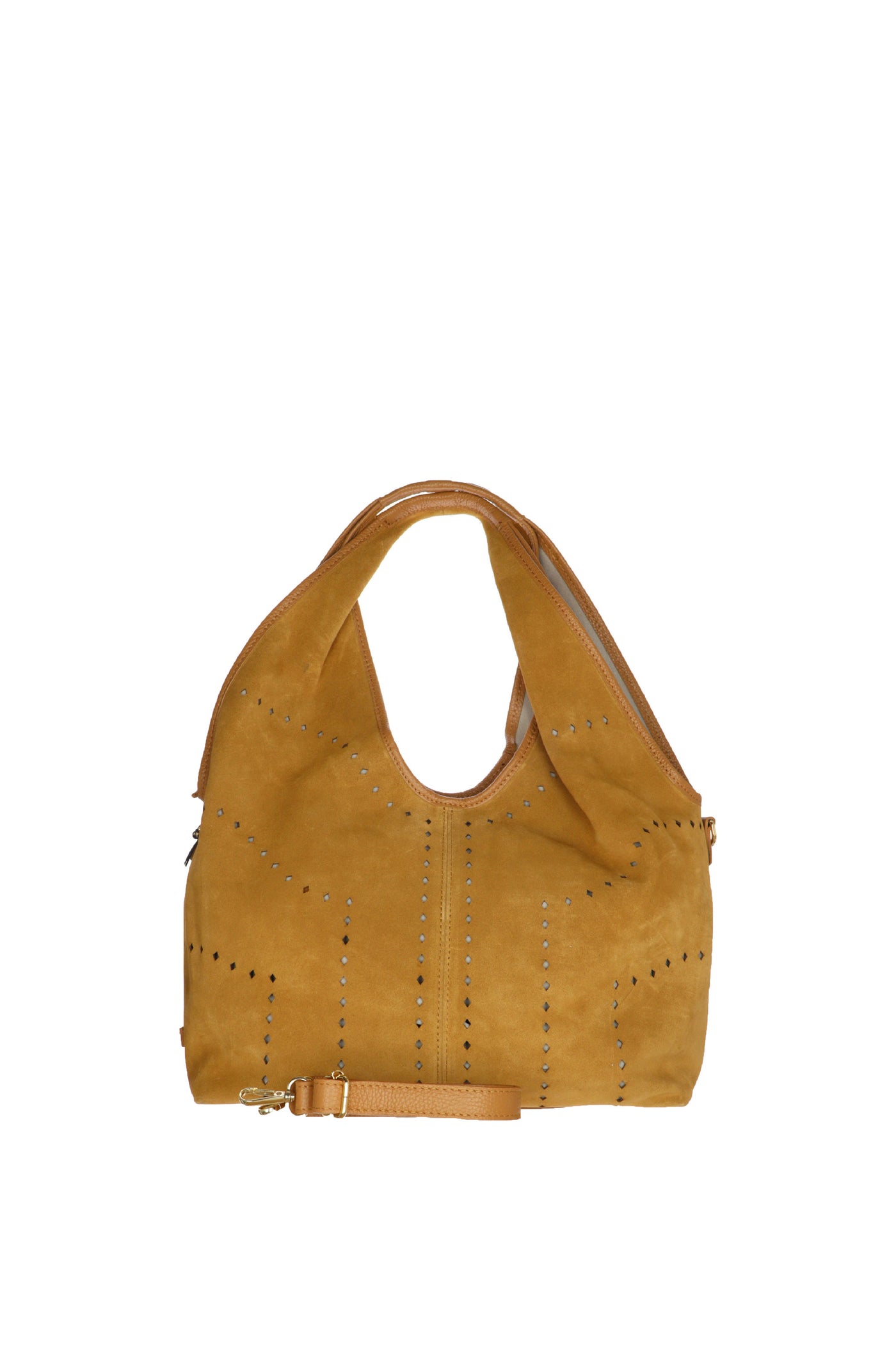 Sacca morbida in vera pelle scamosciata cuoio Made in Italy 2