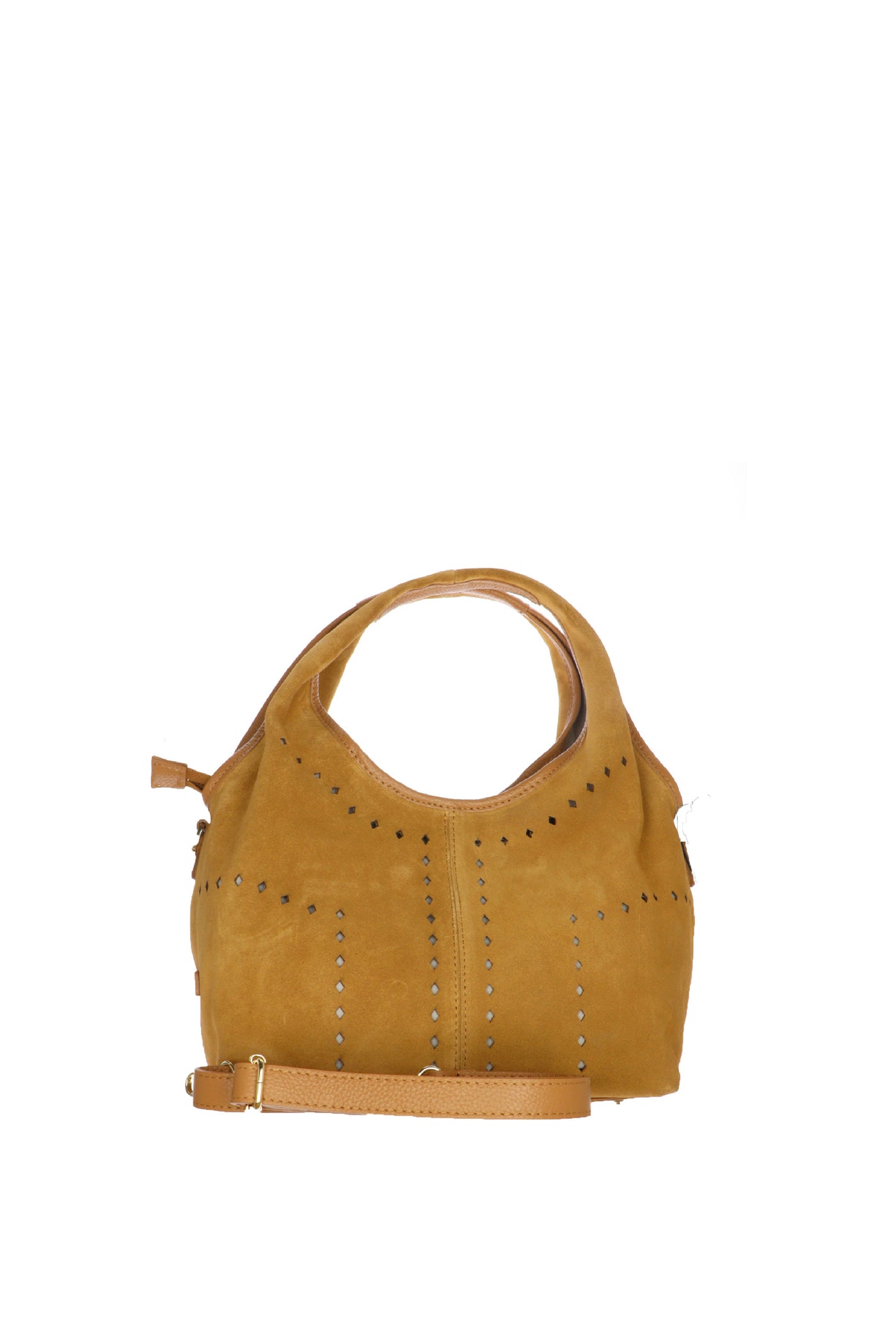 Sacca piccola morbida in vera pelle scamosciata cuoio Made in Italy 2