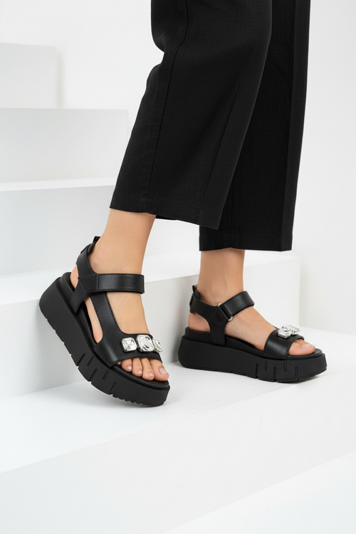 Sandali Donna in Pelle nero e cipria Nero  Giardini - 2