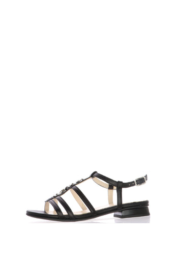 Sandali Donna in Pelle nero e rosa  tacco basso Nero Giardini - 3