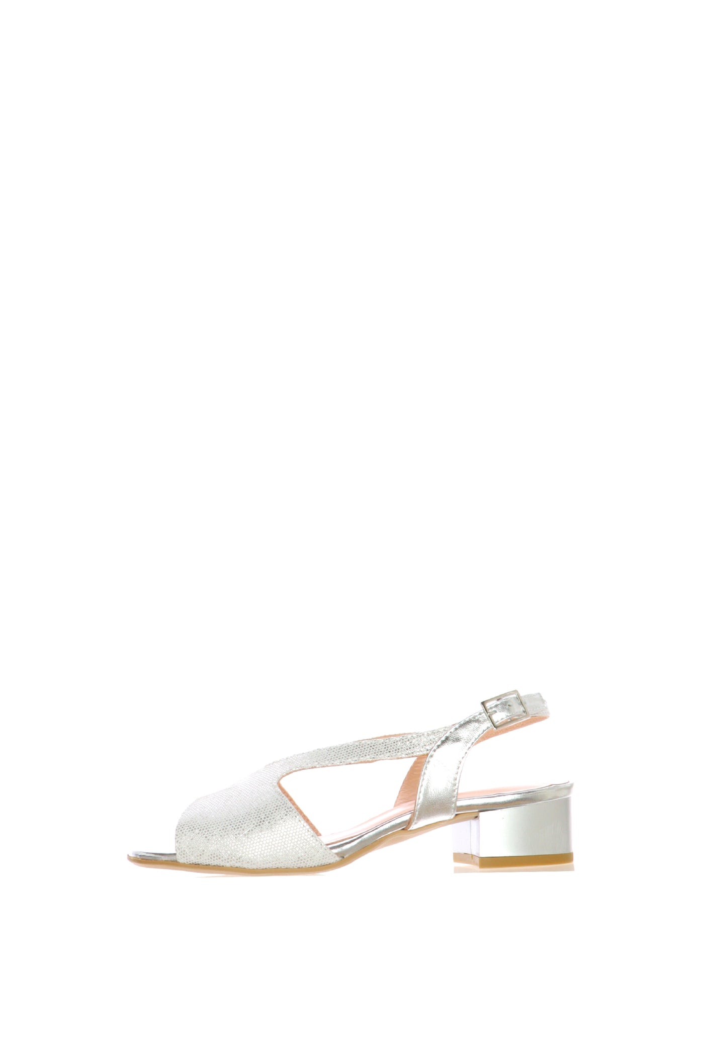Sandalo argento pianta larga tacco basso