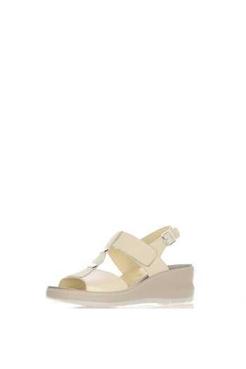 Sandalo  beige  due fasce regolabile con plantare estraibile - 3