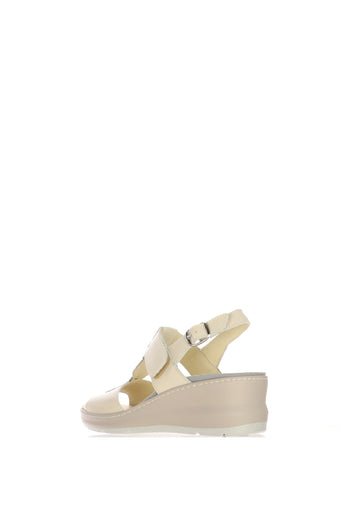 Sandalo  beige  due fasce regolabile con plantare estraibile - 4