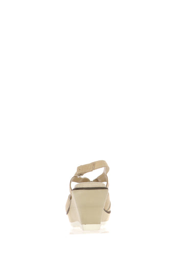 Sandalo beige  pianta larga con zeppa micro Ice - 4