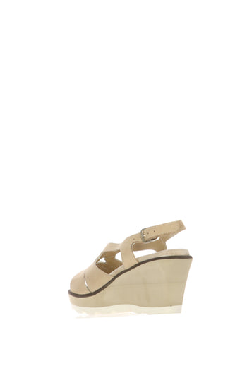 Sandalo beige  pianta larga con zeppa micro Ice - 3