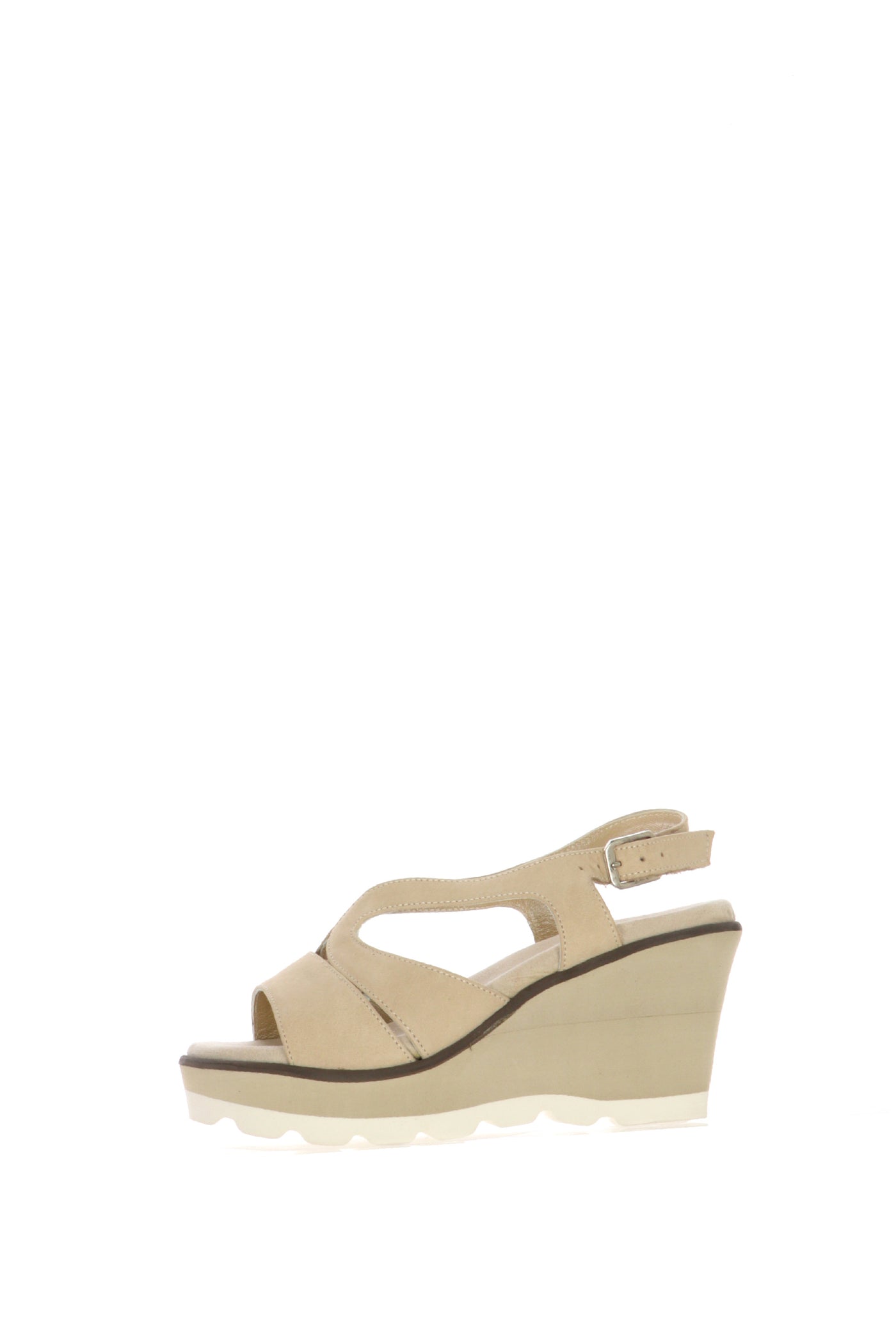 Sandalo beige  pianta larga con zeppa micro Ice