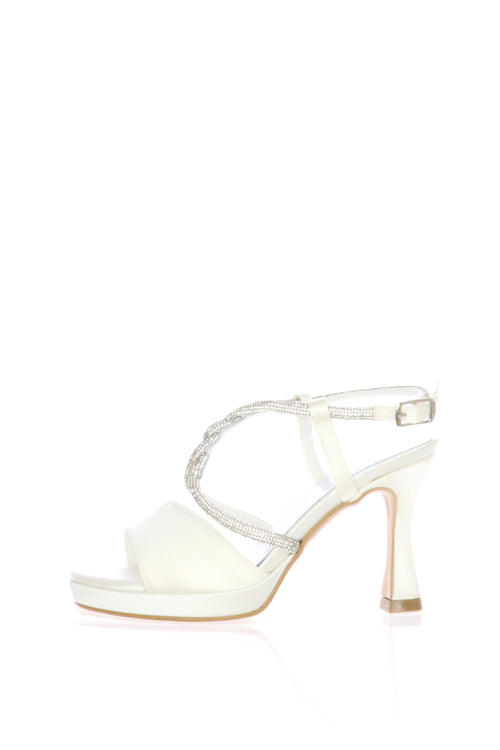 Sandalo bianco seta con intreccio luminoso I am Bride - 1