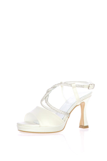 Sandalo bianco seta con intreccio luminoso I am Bride - 3