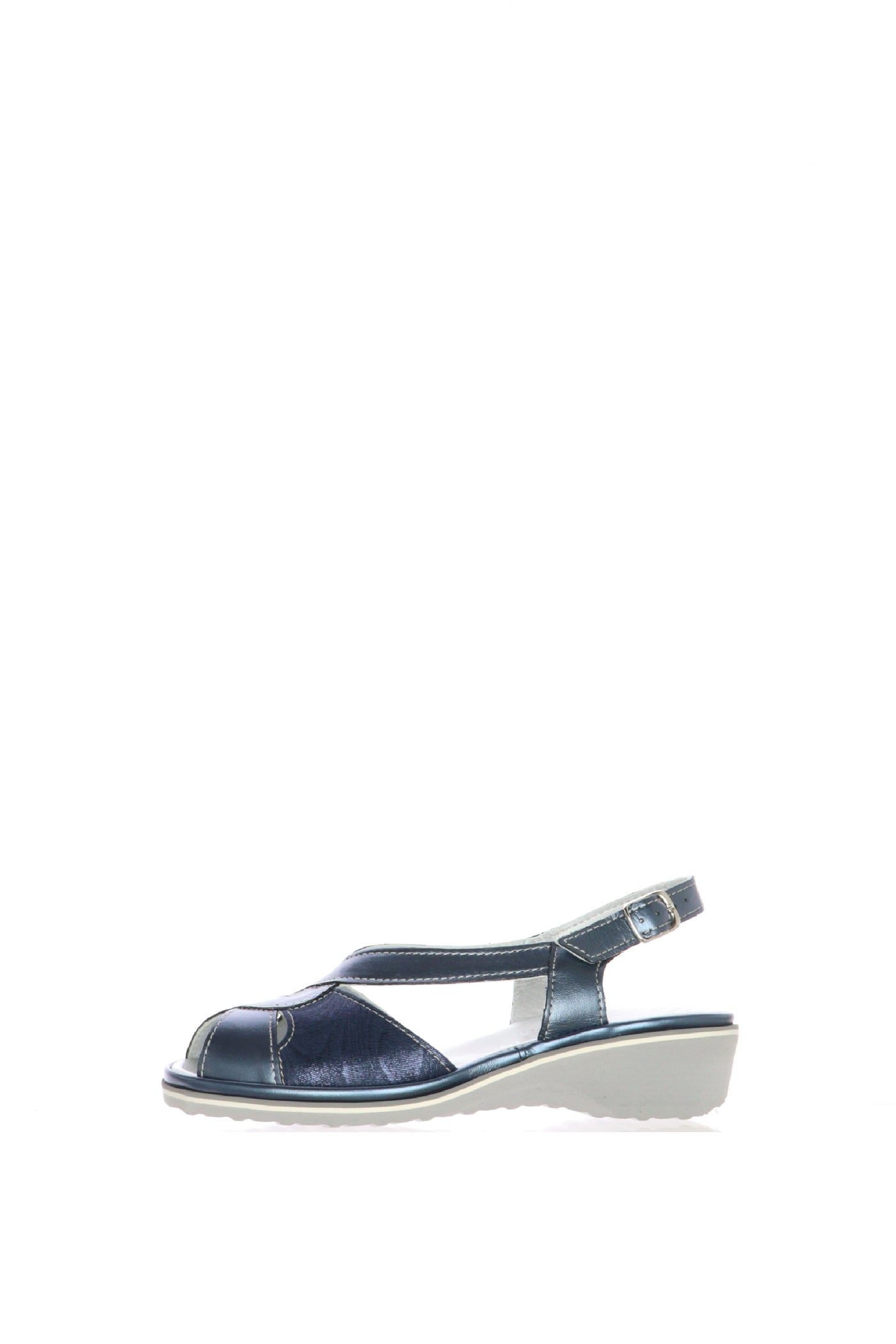 Sandalo blu con zeppa in micro