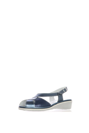Sandalo blu con zeppa in micro - 3