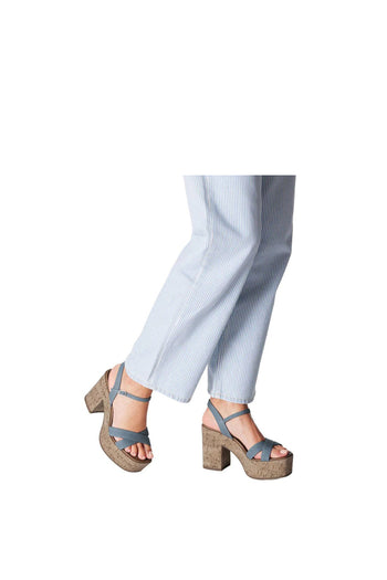 Sandalo con tacco largo in  tessuto jeans Tamaris - 5