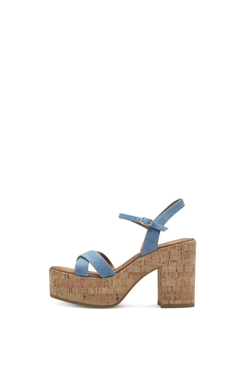 Sandalo con tacco largo in  tessuto jeans Tamaris - 1