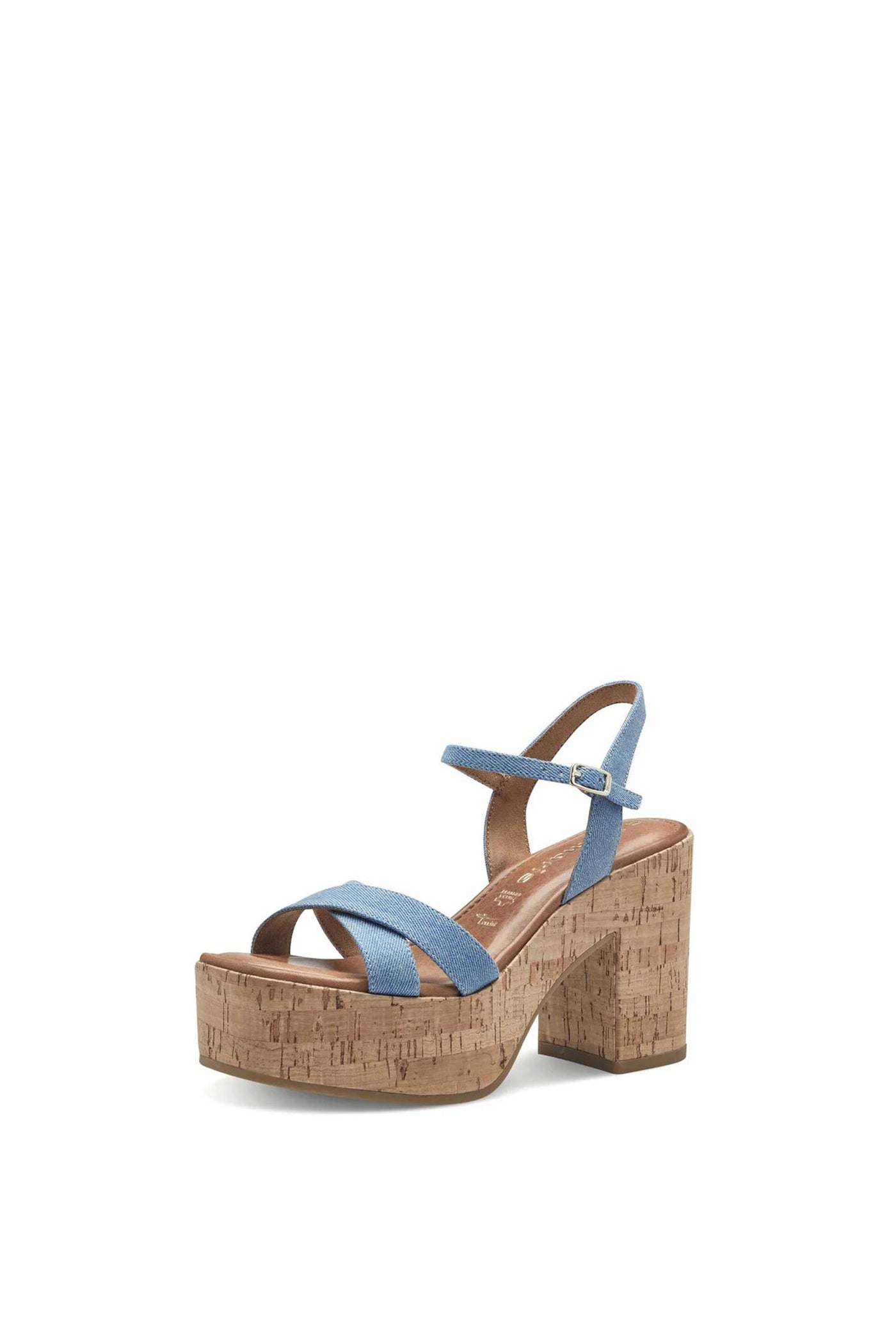 Sandalo con tacco largo in  tessuto jeans Tamaris 2