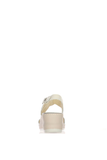 Sandalo cuoio e beige  due fasce regolabile con plantare estraibile - 12