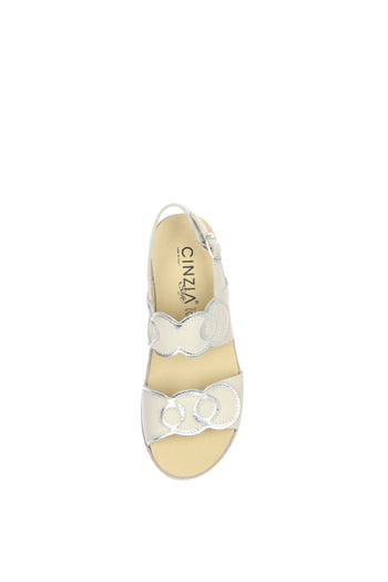 Sandalo cuoio e beige  due fasce regolabile con plantare estraibile - 10