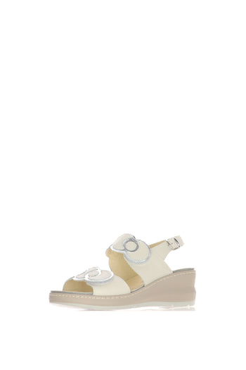 Sandalo cuoio e beige  due fasce regolabile con plantare estraibile - 6