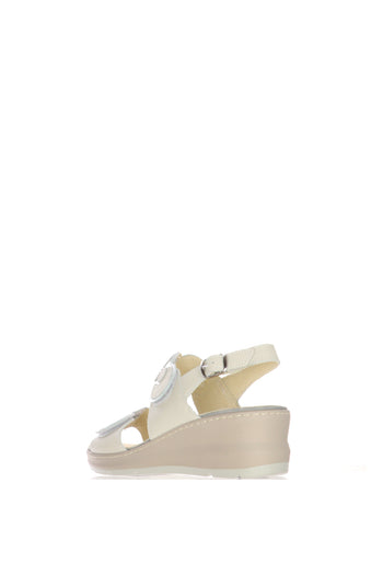 Sandalo cuoio e beige  due fasce regolabile con plantare estraibile - 8