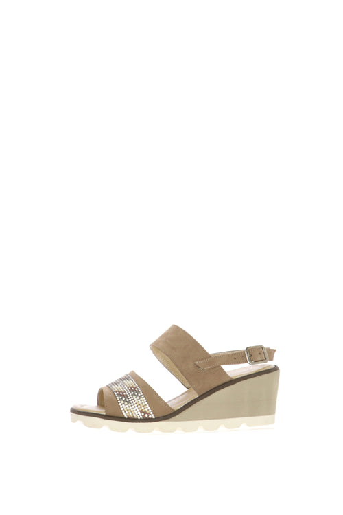 Sandalo due fasce con zeppa micro numeri piccoli Ice - 1