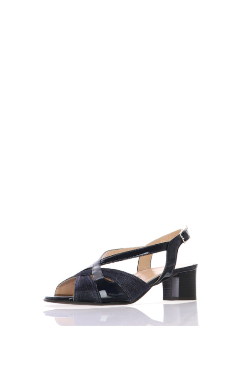 Sandalo elegante in tessuto glitter e vernice blu Soffice Sogno - 2
