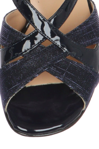Sandalo elegante in tessuto glitter e vernice blu Soffice Sogno - 4