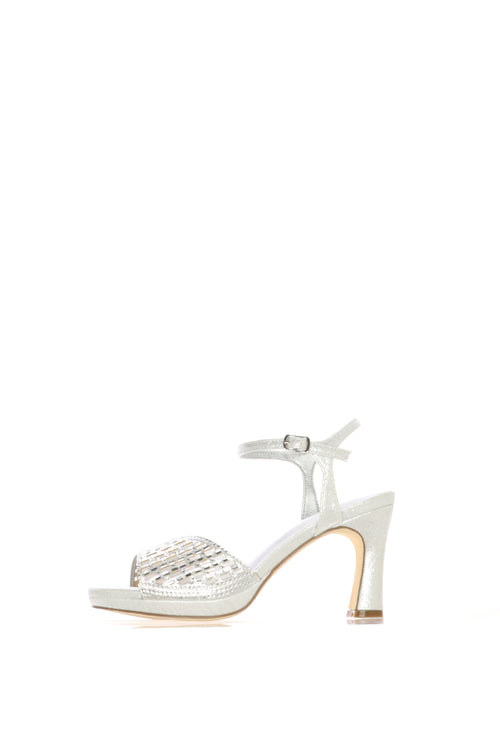 Sandalo gioiello argento e platino con braccialino a caviglia - 1