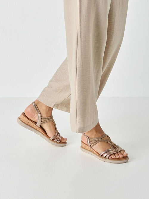 Sandalo gioiello con zeppa in sughero rose gold - 2