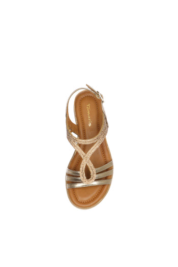 Sandalo gioiello con zeppa in sughero rose gold - 5