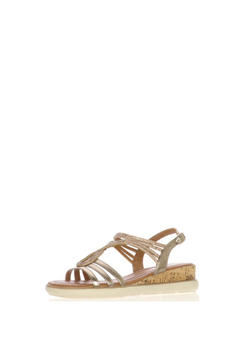 Sandalo gioiello con zeppa in sughero rose gold - 3