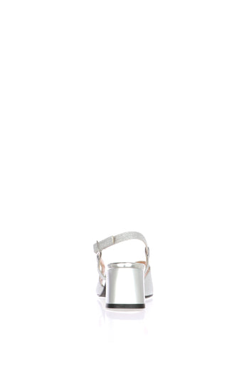 Sandalo glitterato platino e argento  con tacco basso Soffice Sogno - 10