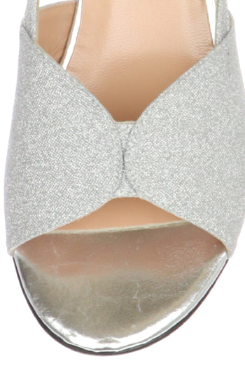 Sandalo glitterato platino e argento  con tacco basso Soffice Sogno - 6
