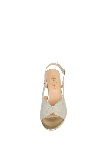 Sandalo glitterato platino e argento  con tacco basso Soffice Sogno - 8